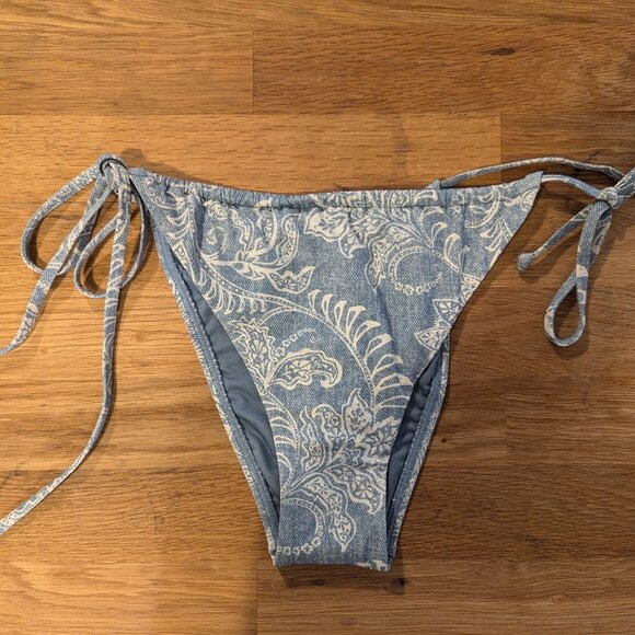 Billabong "Ride the Tide Bells" Denim-Look Bikini Bottoms - Eco Collection - Picture 1 of 7